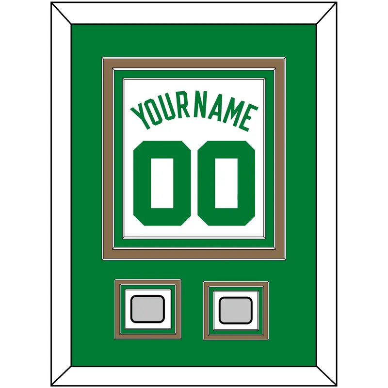 Boston Name & Number With 2 Trophy Patches - Home White (1972-2018) - Triple Mat 2