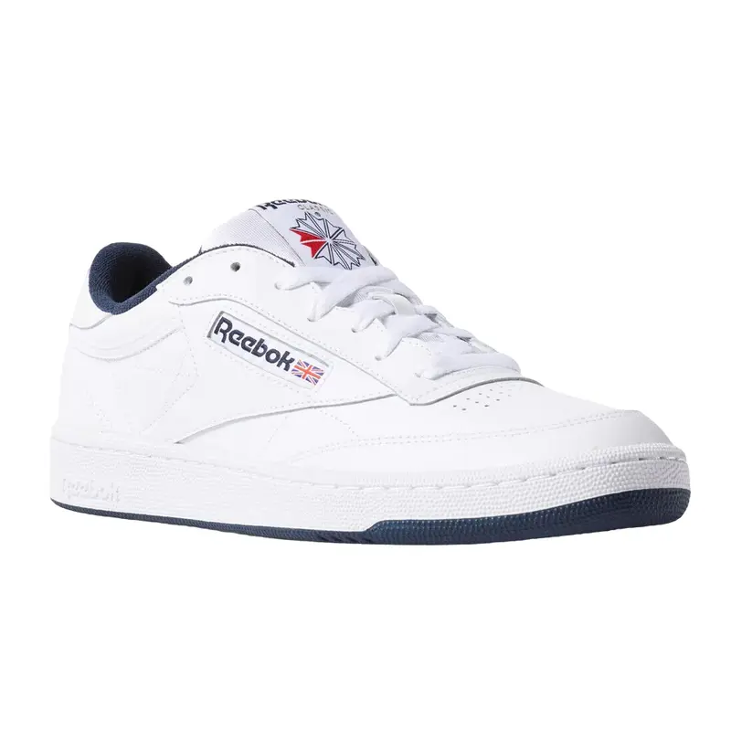 Men Reebok Club C 85 Leather Shoes White Navy AR0457
