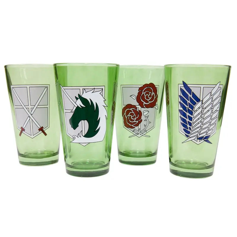 Attack On Titan - Military Badges Pint Glasses 4 Pack Set