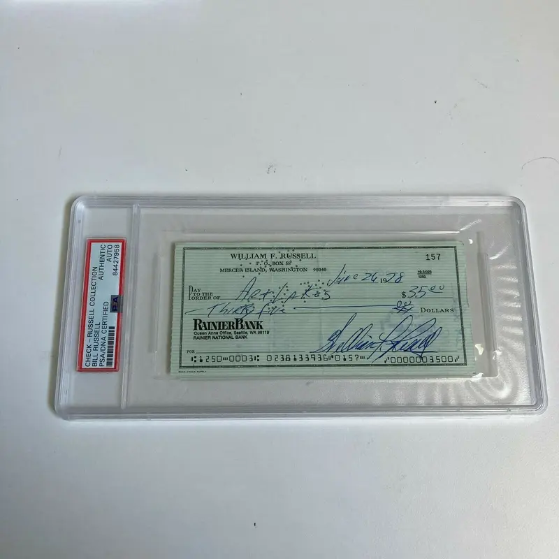 Bill Russell Signed Autographed Bank Check PSA DNA Boston Celtics HOF Legend