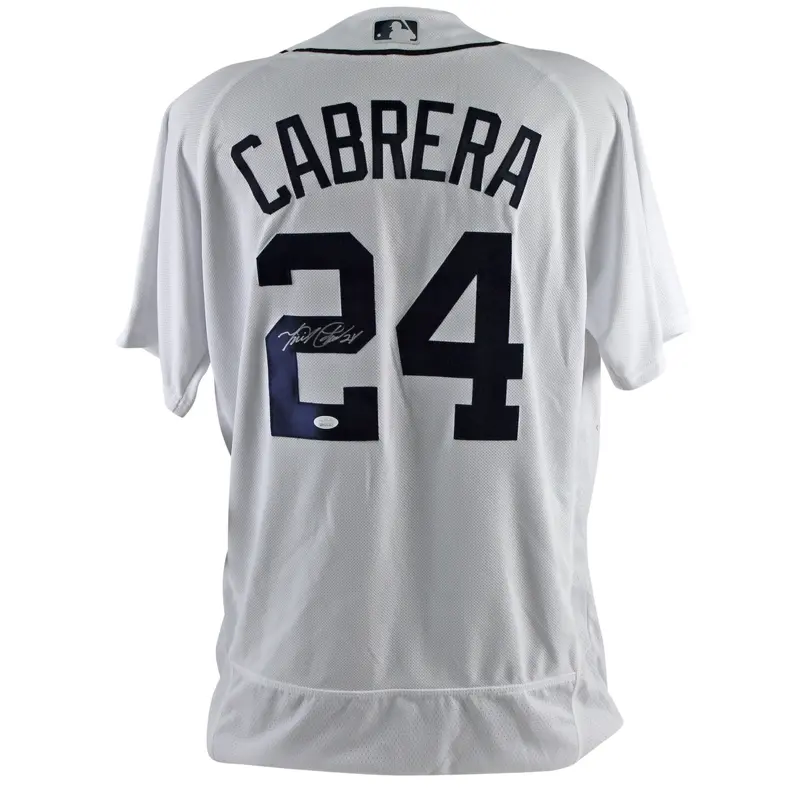 Tigers Miguel Cabrera Signed White Majestic Flexbase Jersey JSA Witness