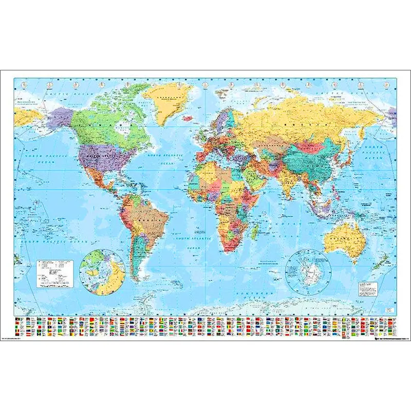 Map of the World 22x34 Wall Poster - Collins Bartholomew Ltd.