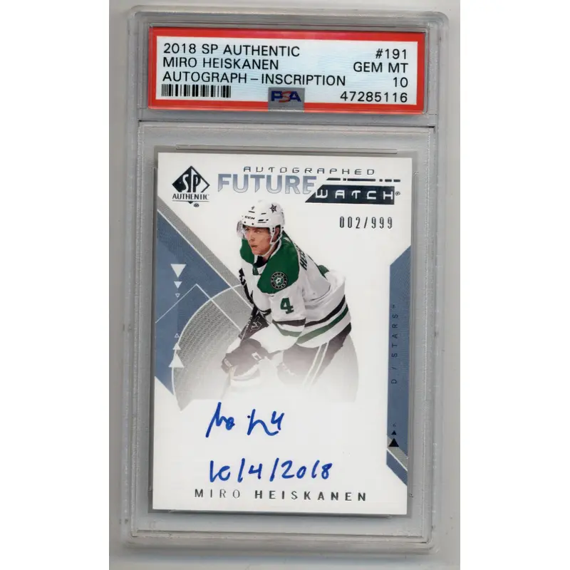 Miro Heiskanen 2018-19 SP Authentic Auto Inscription 002/999 PSA 10 Gem Mint