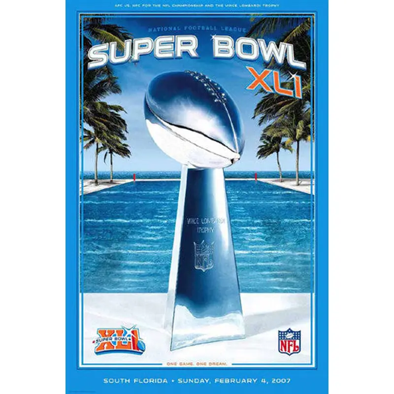 Super Bowl XLI (Miami 2007) Official NFL Football 24x36 Event Poster - Action Images
