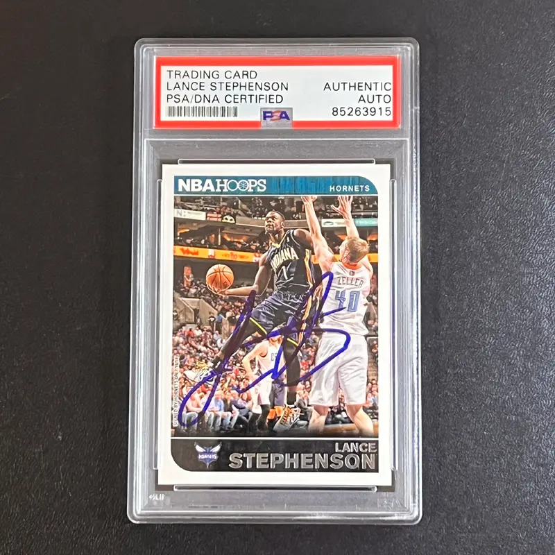 2014-15 NBA Hoops #105 Lance Stephenson Signed Card AUTO PSA Slabbed Hornets