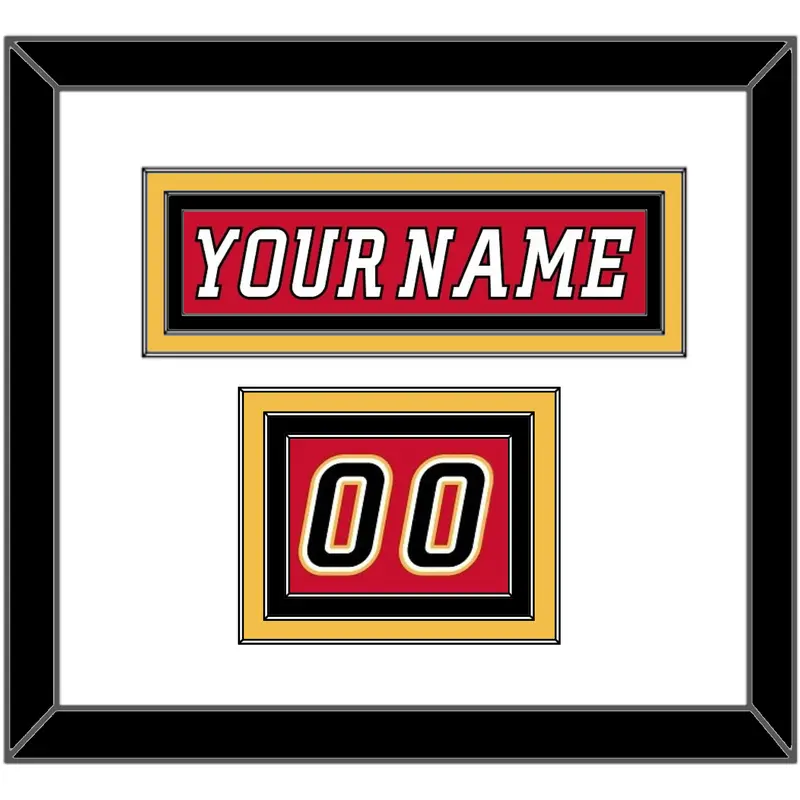 Calgary Nameplate & Number (Shoulder) - Home Red (2007-2017) - Triple Mat 1