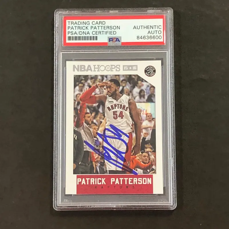 2015-16 NBA Hoops #196 Patrick Patterson Signed Card AUTO PSA Slabbed Raptors