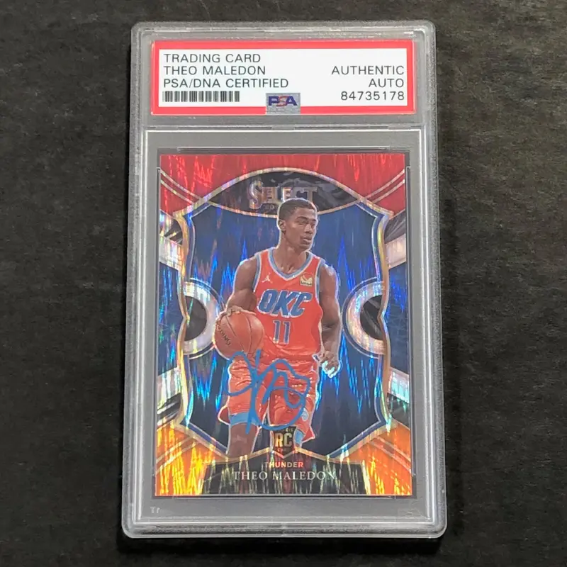 2020-21 Panini Select #94 Theo Maledon Signed Card AUTO PSA Slabbed RC Thunder