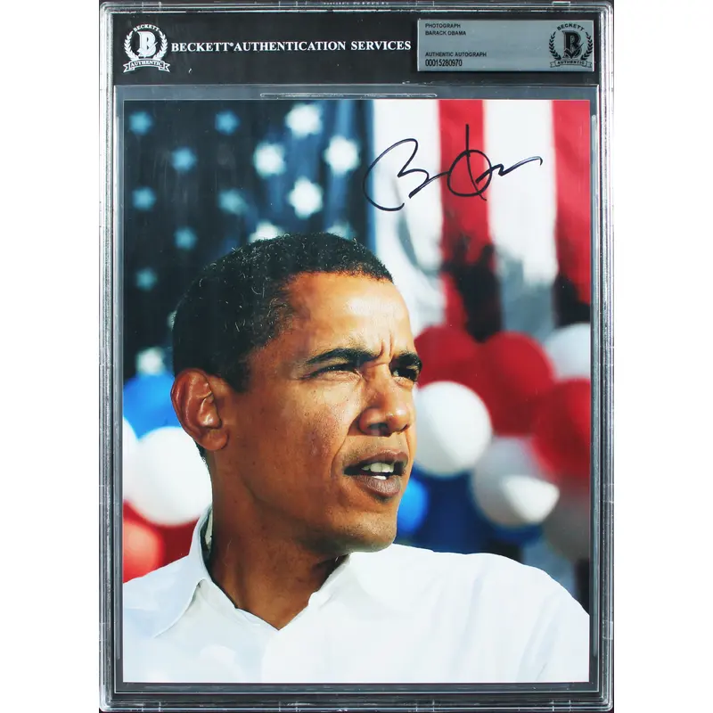 Barack Obama Authentic Signed 8x10 Vertical Photo Autographed BAS Slabbed