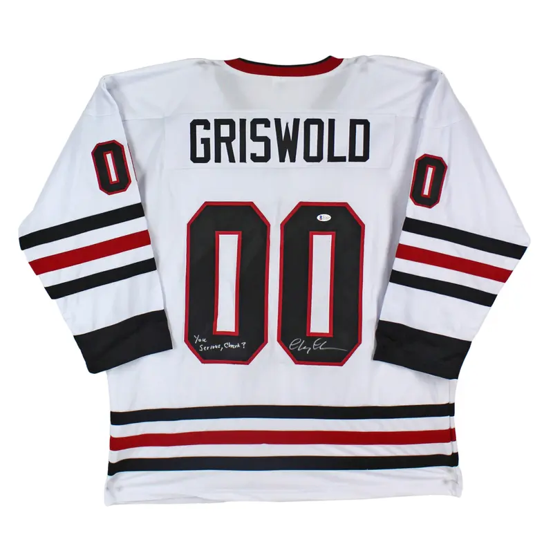 Chevy Chase Christmas Vacation "You Serious, Clark?" Signed Jersey BAS #WA36233