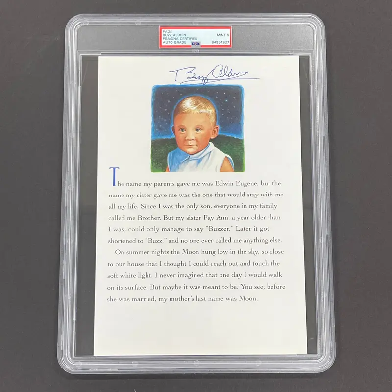 Buzz Aldrin signed Encapsulated Page PSA/DNA Autographed MINT 9