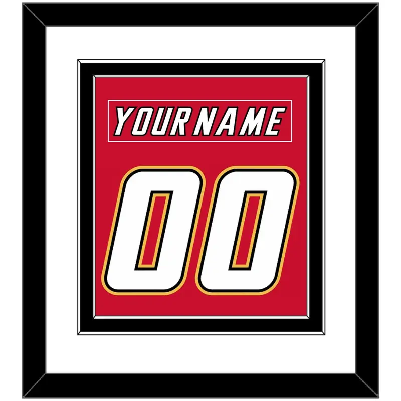 Calgary Nameplate & Number (Back) Combined - Road Red (1995-2000) - Double Mat 2