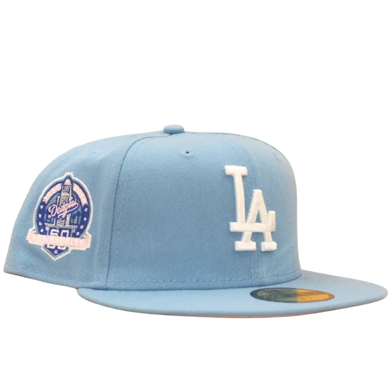 Los Angeles Dodgers Cooperstown 59Fifty Fitted 60th Anniversary - Sky Blue/Pink
