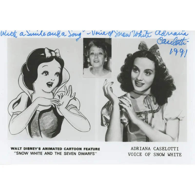 Adriana Caselotti Snow White "2x Insc" Authentic Signed 5x3 Photo BAS #BK43261