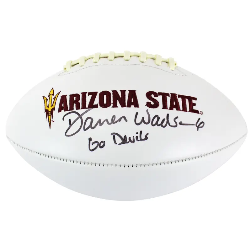 ASU Darren Woodson "Go Devils" Signed White Panel Logo Football BAS Witnessed