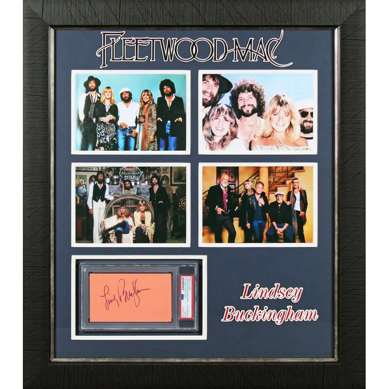 Lindsey Buckingham Fleetwood Mac Signed & Framed 3x5 Index Card PSA/DNA Slabbed