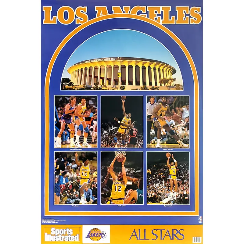 Los Angeles Lakers "Superstars 1990" Vintage Original SI Poster - Marketcom Inc.
