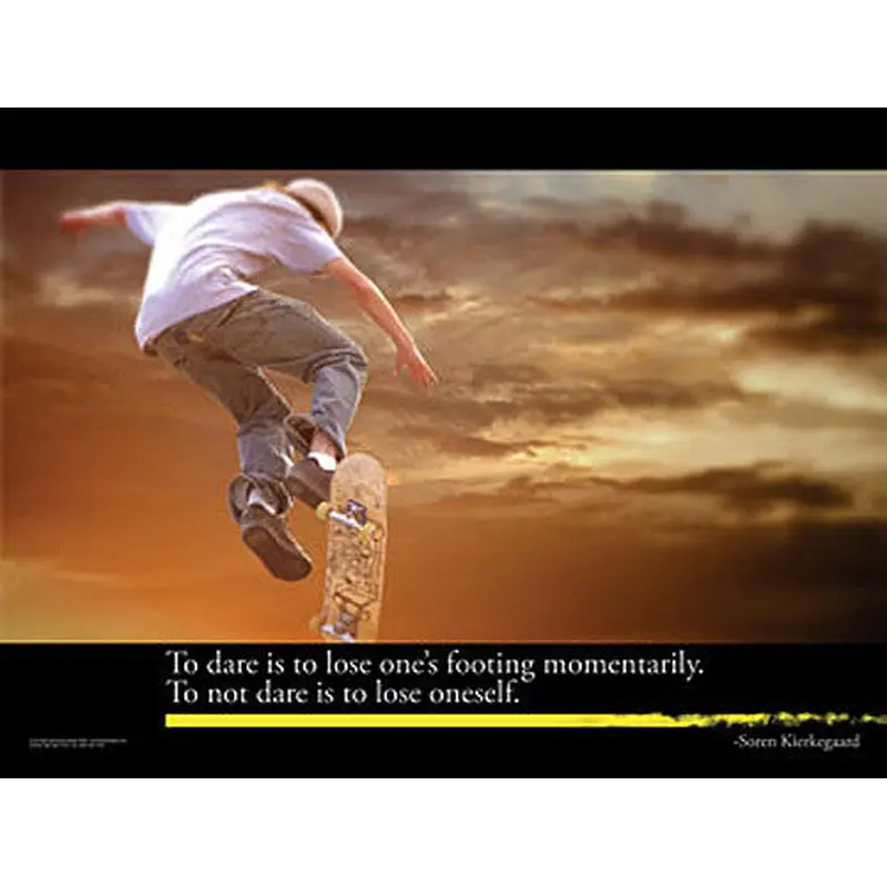 Skateboarding "To Dare" (Kierkegaard Quote) Motivational Inspirational Poster - Jaguar