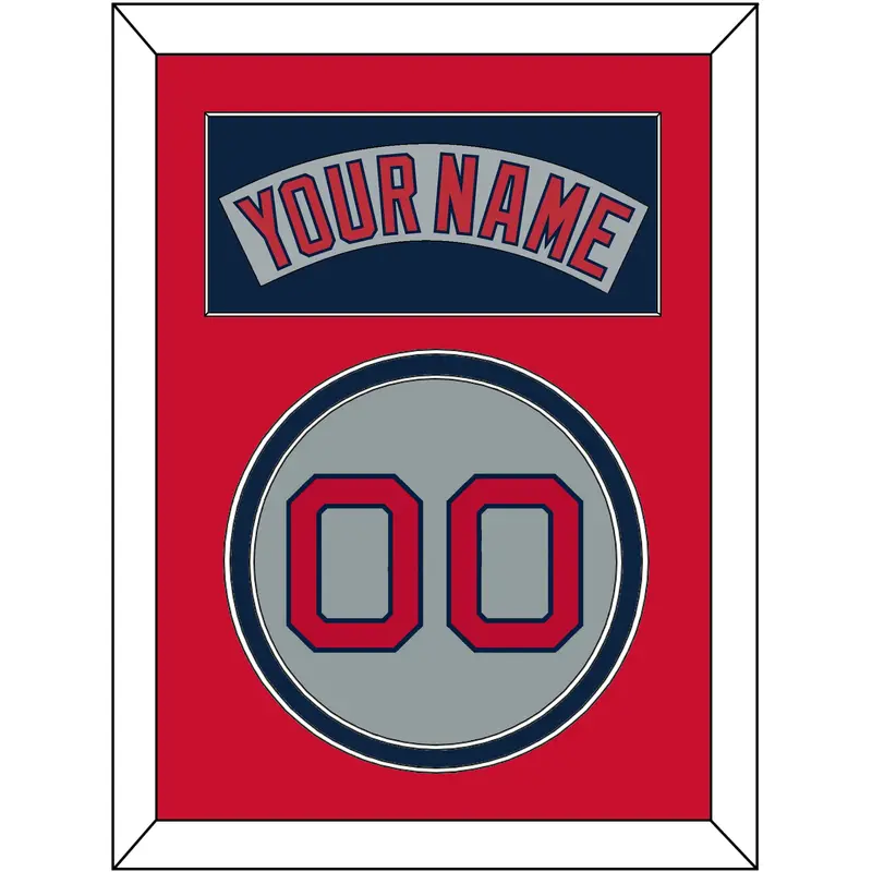 Boston Nameplate & Number - Road Gray (1992-2008) - Double Mat 3