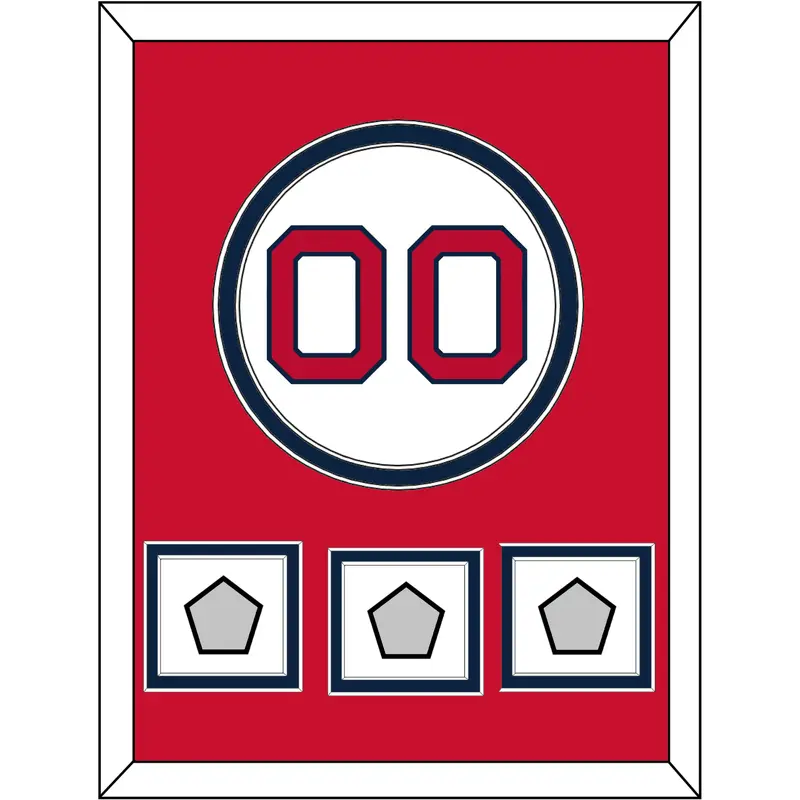 Boston Number & 3 World Series Jersey Patches - Home White - Double Mat 3