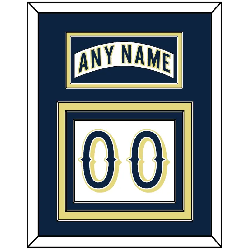 Notre Dame Hockey Nameplate & Number (Back) - Home White - Triple Mat 3