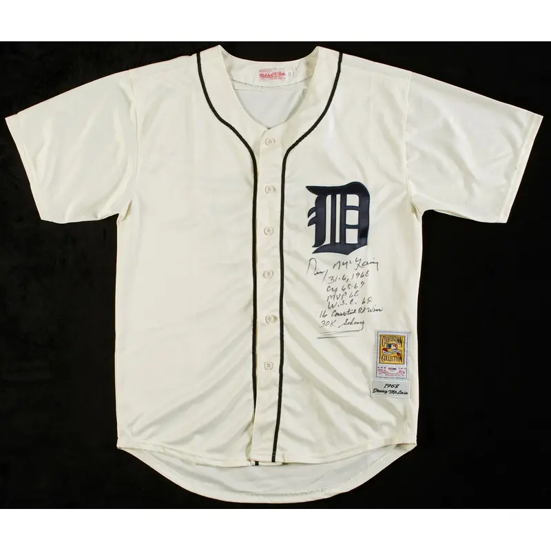 Denny Mclain Signed Heavily Inscribed STATS Detroit Tigers Jersey Beckett COA