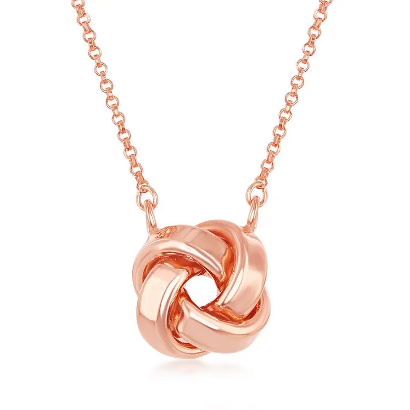 Sterling Silver Love Knot Necklace - Rose Gold Plated