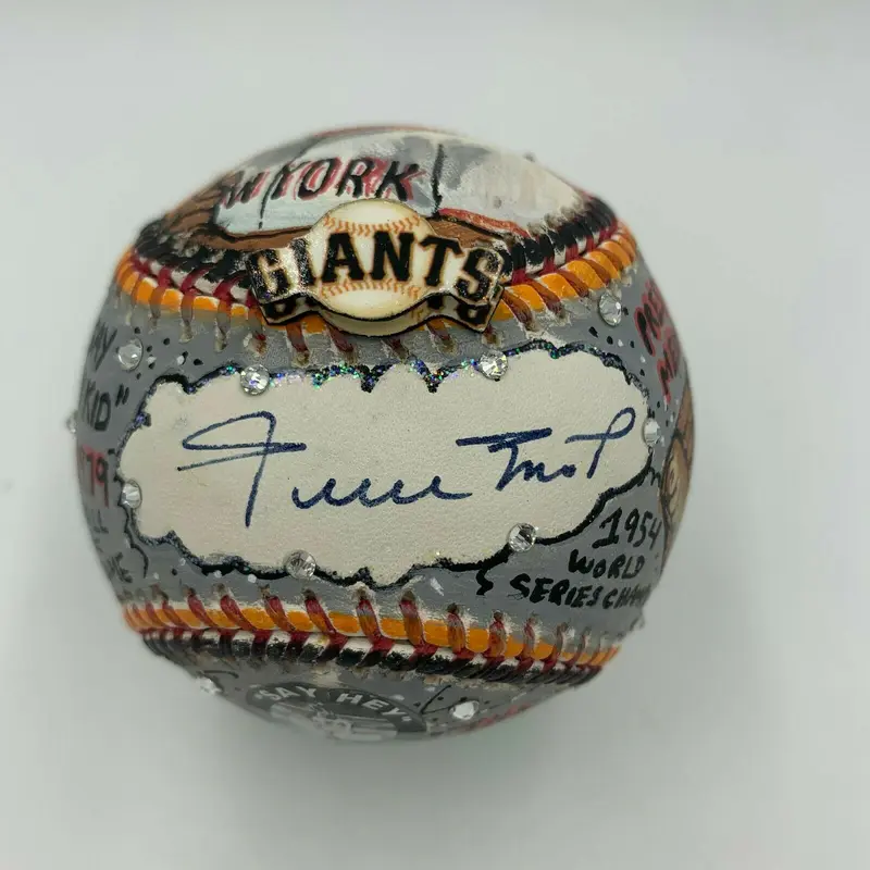Willie Mays Signed Charles Fazzino Hand Painted Pop Art Baseball PSA DNA Sticker