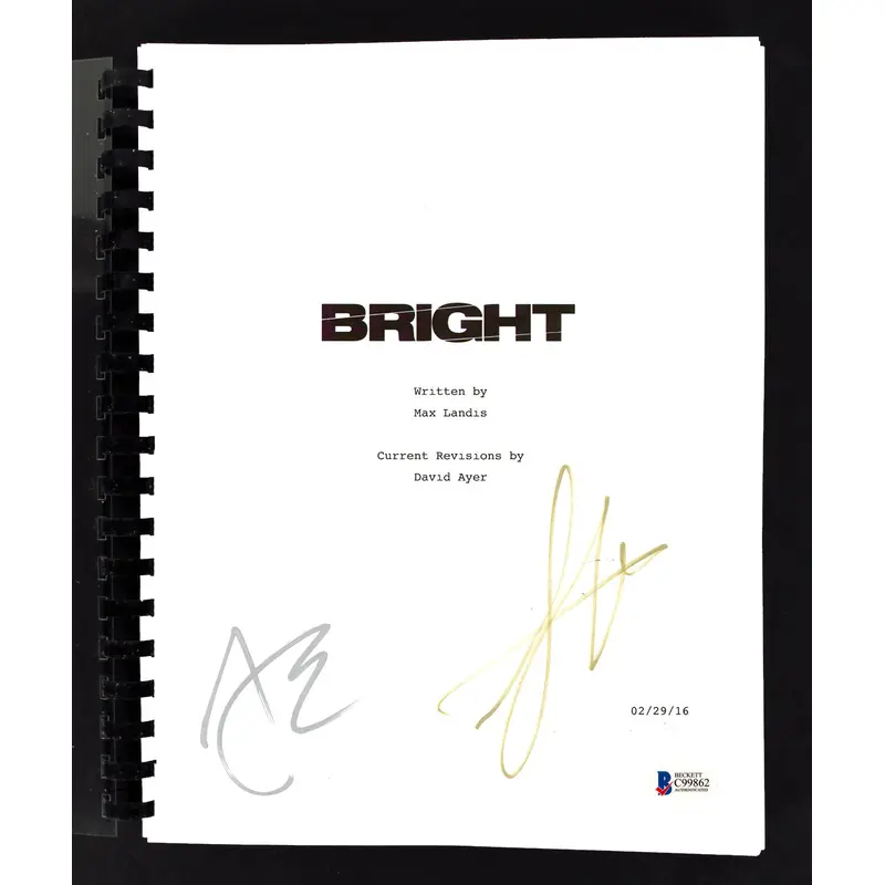Joel Edgerton & Lucy Fry Bright Authentic Signed Movie Script BAS #C99862