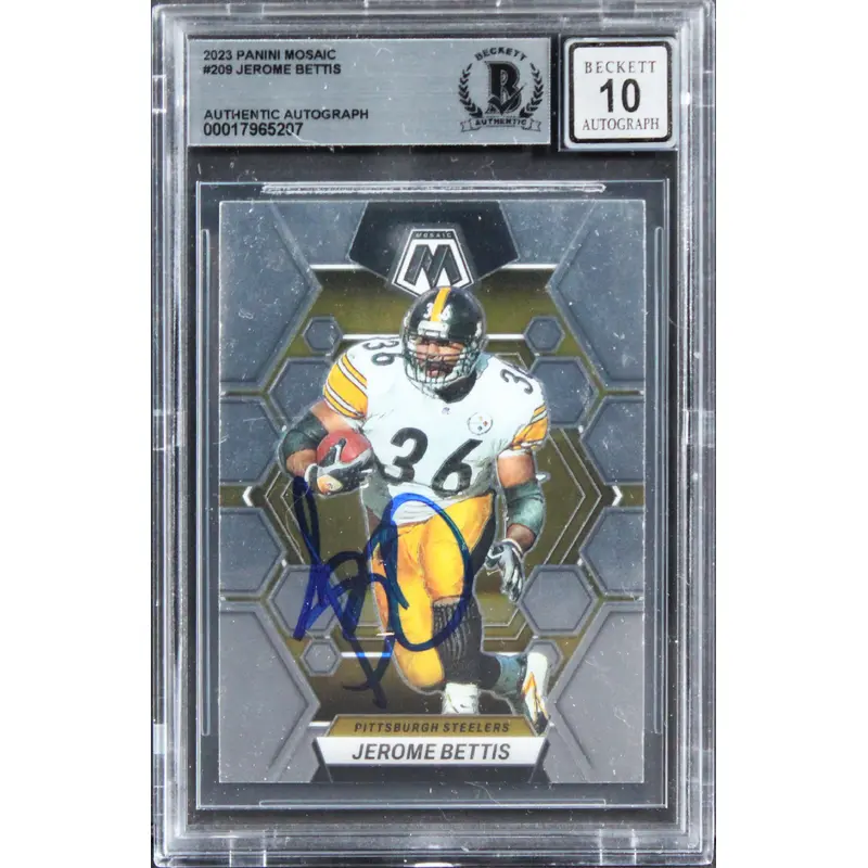 Steelers Jerome Bettis Signed 2023 Panini Mosaic #209 Card Auto 10! BAS Slabbed
