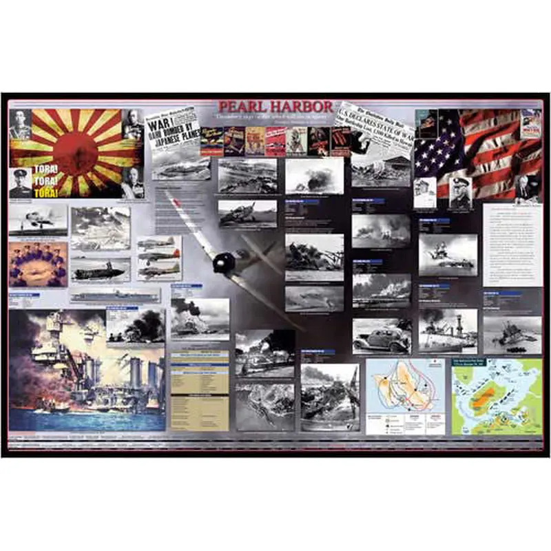 Attack on Pearl Harbor American History Wall Chart Poster - Eurographics Inc.