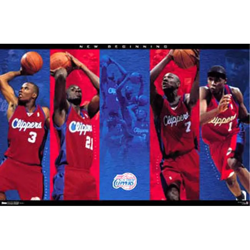 L.A. Clippers "New Beginning" Poster (Richardson, Miles, Odom, Dooling) - Costacos 2001