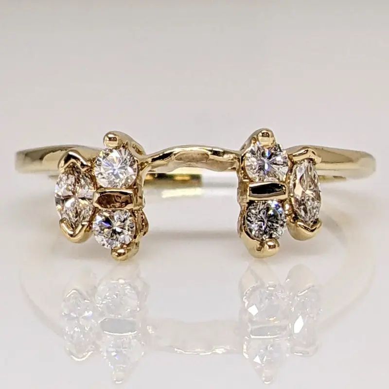 14K .32 CARAT TOTAL WEIGHT SI1 I DIAMOND MARQUISE (2) ROUND (4) ESTATE WRAP 2.0 GRAMS