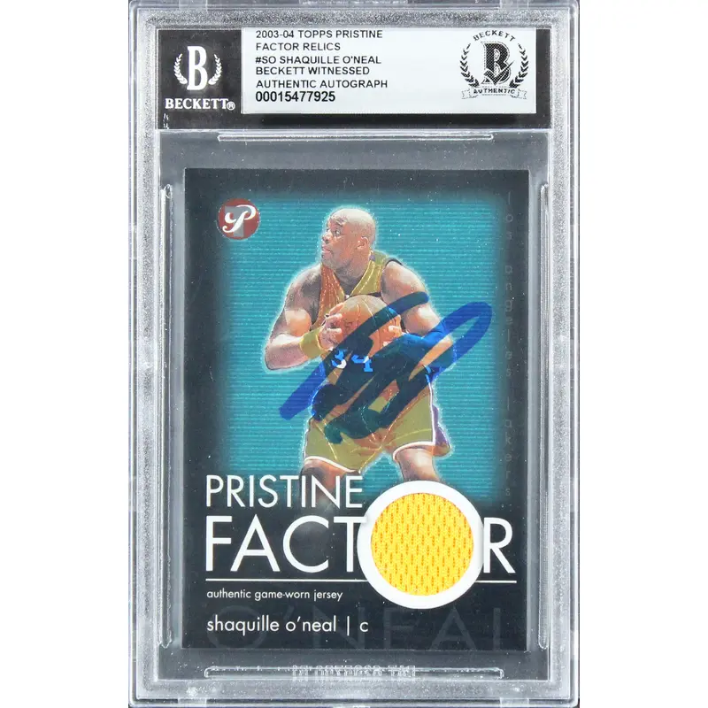 Shaquille O'Neal Signed 2003 Topps Pristine Relics #SO Card Auto 10! BAS Slabbed