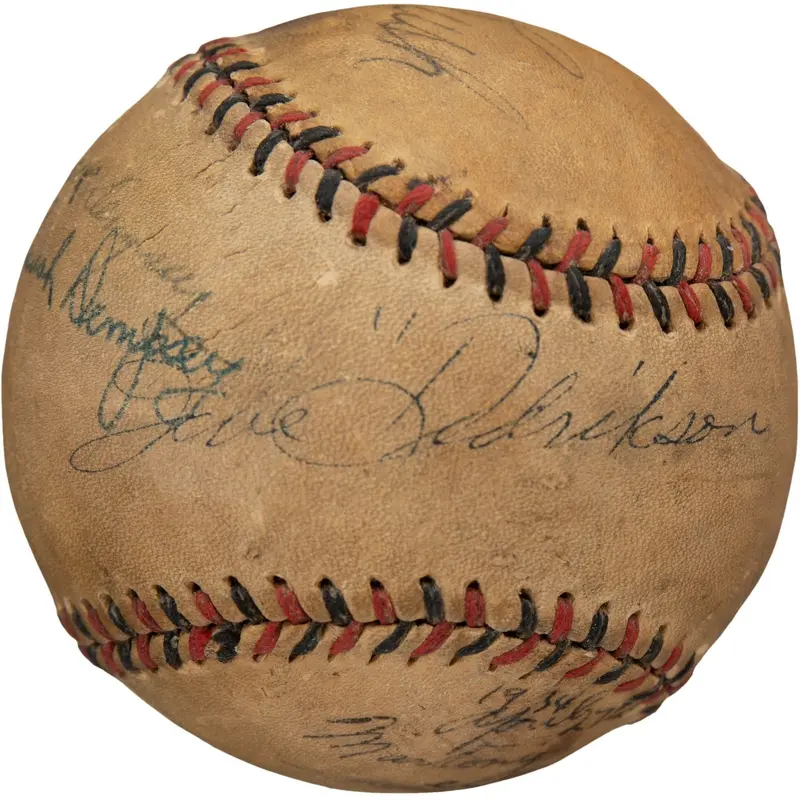 Babe Didrikson Zaharias & Jack Dempsey Signed 1932 Baseball PSA DNA & JSA COA