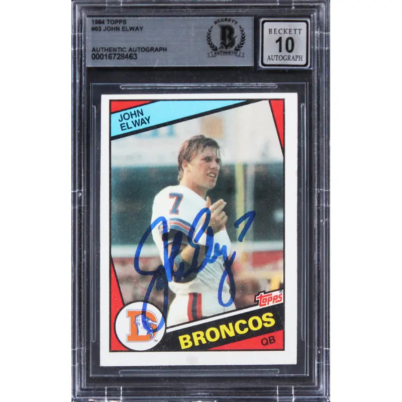 Broncos John Elway Signed 1984 Topps #63 Rookie Card Auto 10! BAS Slabbed 2
