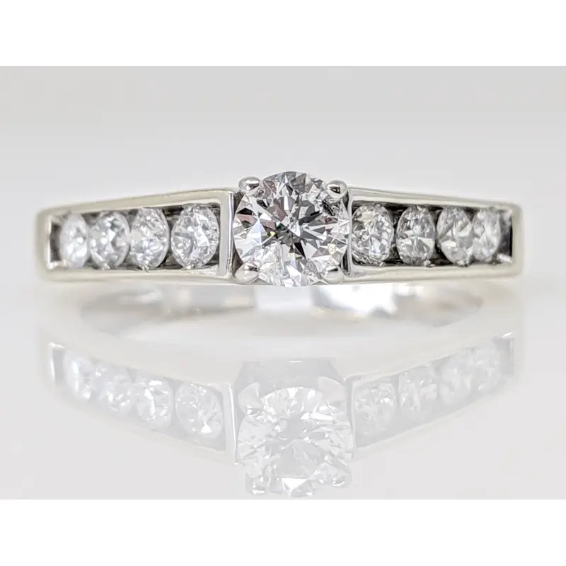 14K WHITE .64 CARAT TOTAL WEIGHT I1 H DIAMOND ROUND (9) ESTATE RING 2.8 GRAMS