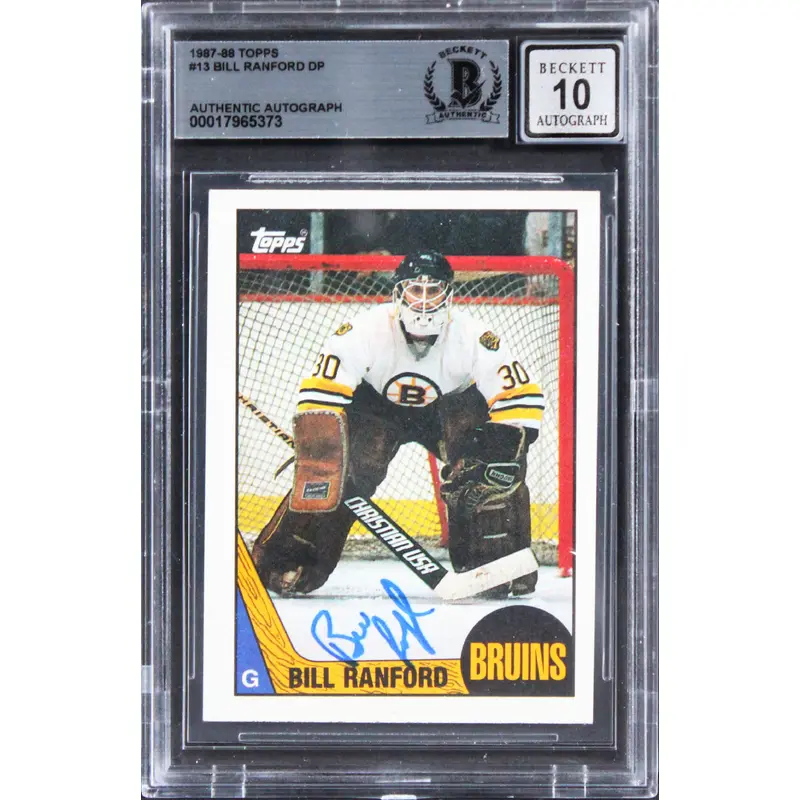 Bruins Bill Ranford Signed 1987 Topps #13 Card Auto Gem Mint 10! BAS Slabbed
