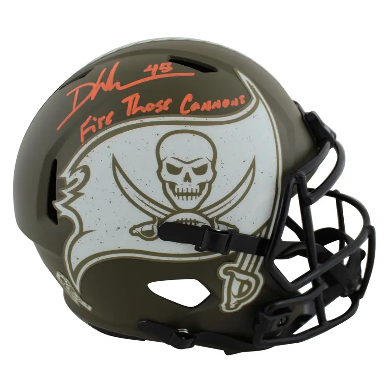 Buccaneers Devin White "FTC" Signed Salute To Service F/S Speed Rep Helmet BAS W