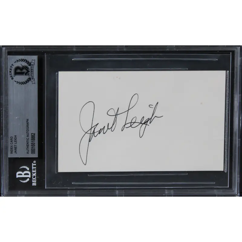 Janet Leigh Psycho Ridge Signed 3x5 Index Card Autographed BAS Slabbed 1