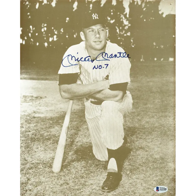 Yankees Mickey Mantle "No. 7" Authentic Signed 11x14 Photo BAS #A11500
