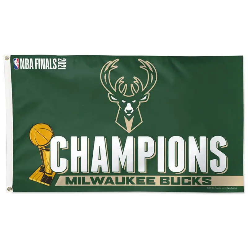 Milwaukee Bucks 2021 NBA Champions Official Commemorative DELUXE 3'x5' FLAG - Wincraft