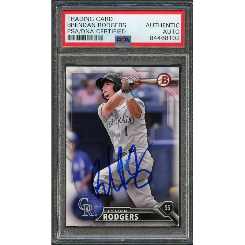 2016 Bowman Draft #150 Brendan Rodgers Signed Card PSA Slabbed Auto Rockies