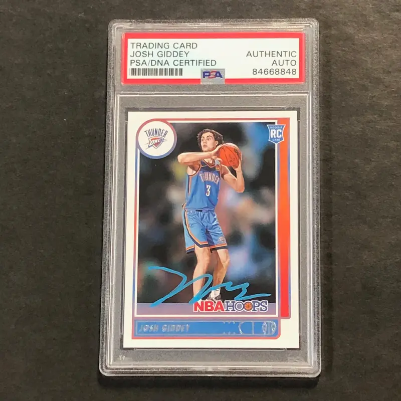 2021-22 NBA Hoops #202 Josh Giddey Signed Card AUTO PSA Slabbed RC Thunder