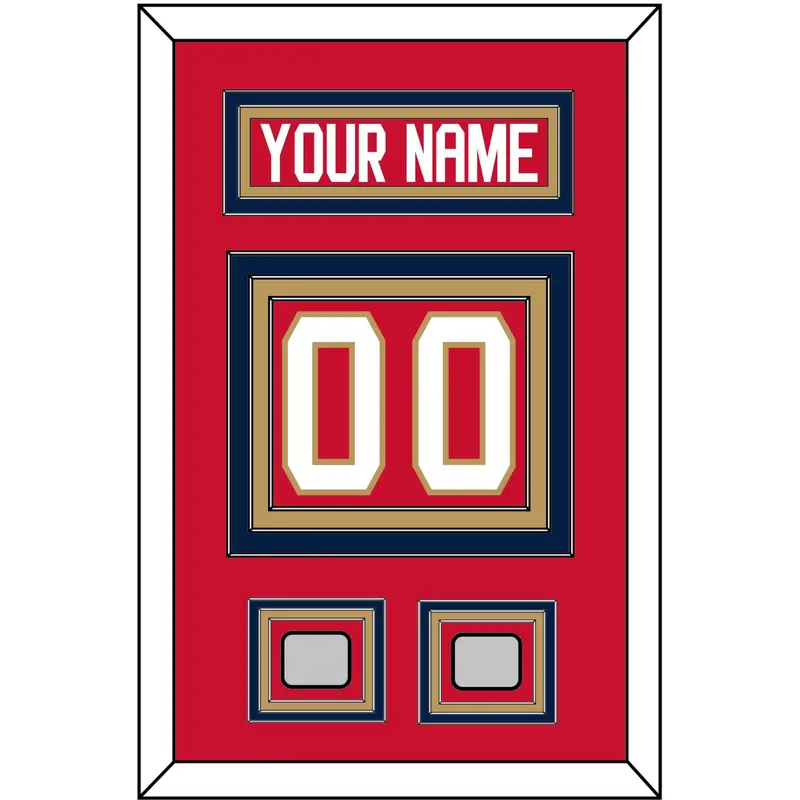 Florida Nameplate, Number (Back) & 2 Stanley Cup Finals Patches - Home Red - Triple Mat 2