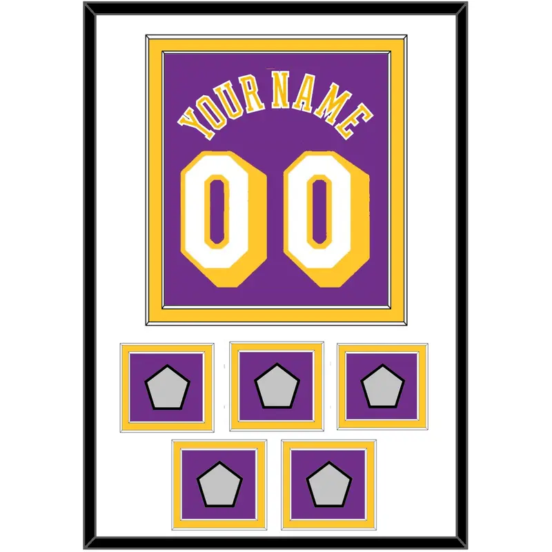 Los Angeles Name & Number With 5 Trophy Patches - Road Purple (1978-1997) - Double Mat 1