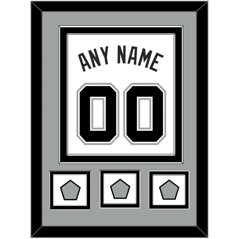 San Antonio Name & Numbers With 3 Finals Patches - Home White (2002-2017) - Double Mat 4