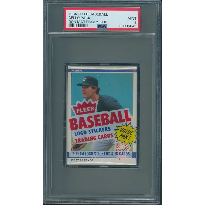 1984 Fleer Baseball Unopened Cello Pack PSA 9 Mattingly Top *5645