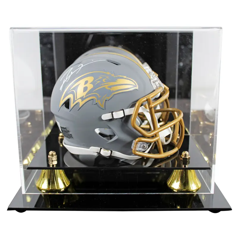 Ravens Ray Lewis Signed Slate Speed Mini Helmet W/ Case w/ White Sig BAS Witness