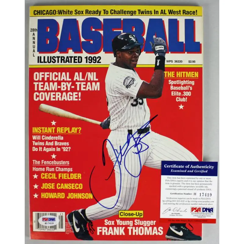 White Sox Frank Thomas Authentic Signed 92 Baseball Illustrated PSA/DNA #H17419